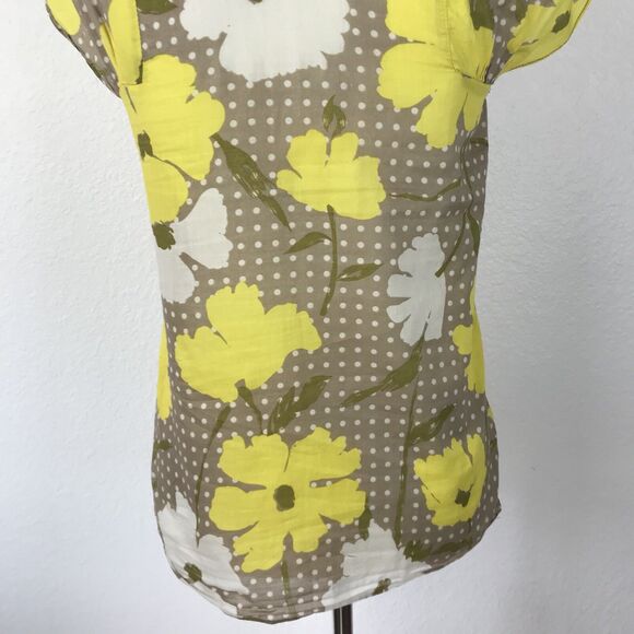 Diane von Furstenberg Top Blouse Pullover Polka Dot Floral Print Draped - Picture 8 of 8